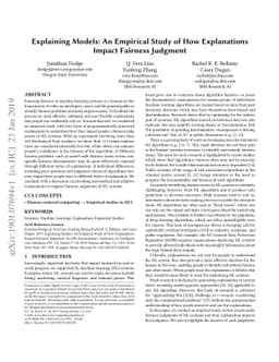 Explaining Models: An Empirical Study of How Explanations Impact
  Fairness Judgment