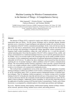 Machine Learning for Wireless Communications in the Internet of Things:
  A Comprehensive Survey