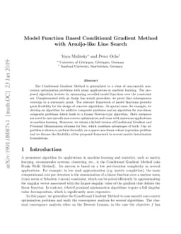 Model Function Based Conditional Gradient Method with Armijo-like Line
  Search