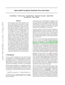 Open-ended Learning in Symmetric Zero-sum Games