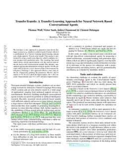 TransferTransfo: A Transfer Learning Approach for Neural Network Based
  Conversational Agents