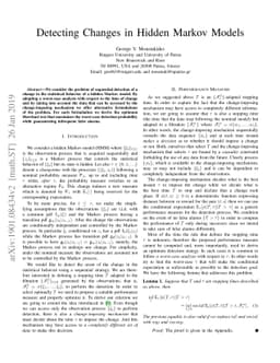 Detecting Changes in Hidden Markov Models