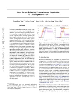 Never Forget: Balancing Exploration and Exploitation via Learning
  Optical Flow