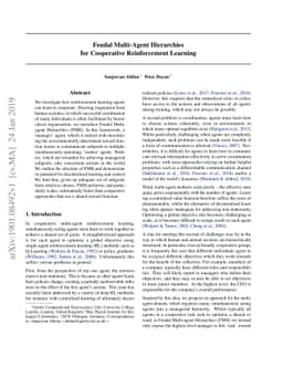 Feudal Multi-Agent Hierarchies for Cooperative Reinforcement Learning