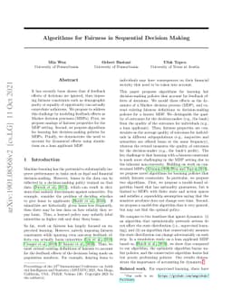 Algorithms for Fairness in Sequential Decision Making
