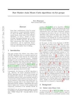 Fast Markov Chain Monte Carlo Algorithms via Lie Groups