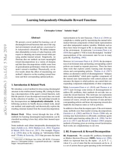 Learning Independently-Obtainable Reward Functions