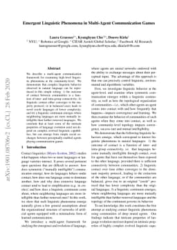 Emergent Linguistic Phenomena in Multi-Agent Communication Games
