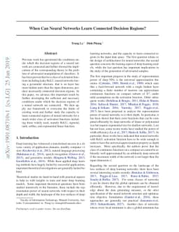 When Can Neural Networks Learn Connected Decision Regions?
