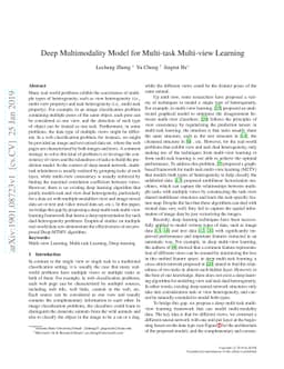 Deep Multimodality Model for Multi-task Multi-view Learning
