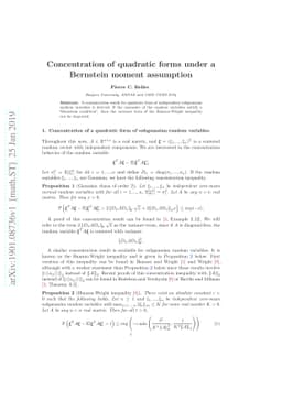 Concentration of quadratic forms under a Bernstein moment assumption
