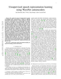 Unsupervised speech representation learning using WaveNet autoencoders