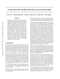 Provably efficient RL with Rich Observations via Latent State Decoding