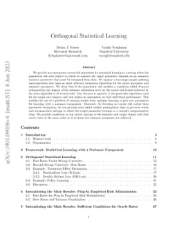 Orthogonal Statistical Learning