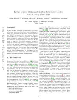 Kernel-Guided Training of Implicit Generative Models with Stability
  Guarantees