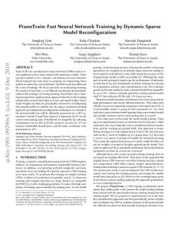 PruneTrain: Fast Neural Network Training by Dynamic Sparse Model
  Reconfiguration