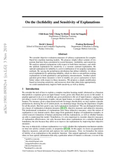 On the (In)fidelity and Sensitivity for Explanations