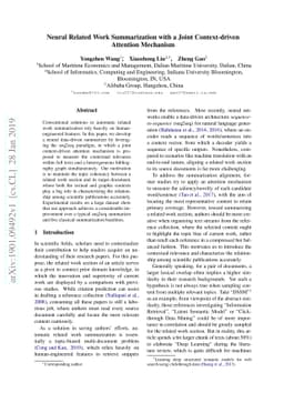 Neural Related Work Summarization with a Joint Context-driven Attention
  Mechanism