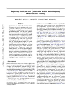 Improving Neural Network Quantization without Retraining using Outlier
  Channel Splitting