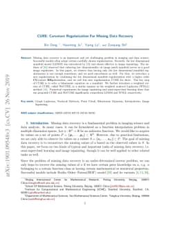 CURE: Curvature Regularization For Missing Data Recovery