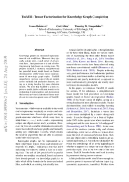 TuckER: Tensor Factorization for Knowledge Graph Completion