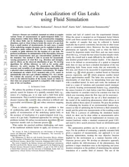 Active Localization of Gas Leaks using Fluid Simulation
