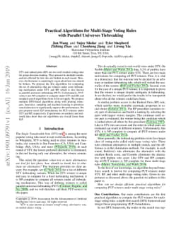 Practical Algorithms for Multi-Stage Voting Rules with Parallel
  Universes Tiebreaking