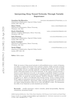 Interpreting Deep Neural Networks Through Variable Importance