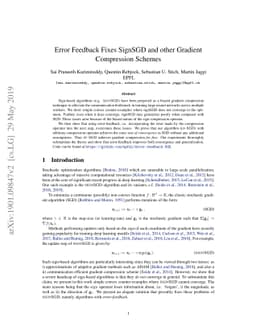 Error Feedback Fixes SignSGD and other Gradient Compression Schemes