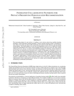 Federated Collaborative Filtering for Privacy-Preserving Personalized
  Recommendation System
