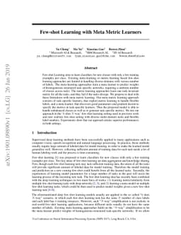 Few-shot Learning with Meta Metric Learners