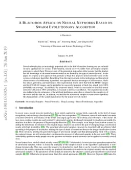 A Black-box Attack on Neural Networks Based on Swarm Evolutionary
  Algorithm