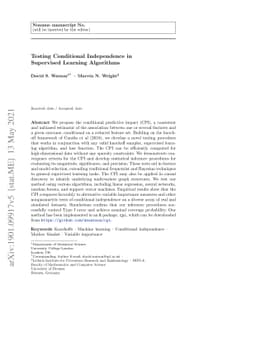 Testing Conditional Independence in Supervised Learning Algorithms