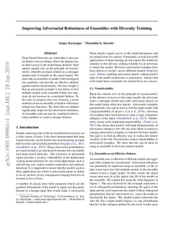 Improving Adversarial Robustness of Ensembles with Diversity Training