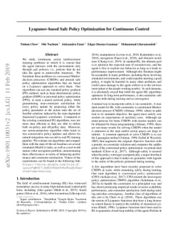 Lyapunov-based Safe Policy Optimization for Continuous Control