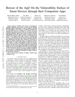 Beware of the App! On the Vulnerability Surface of Smart Devices through
  their Companion Apps