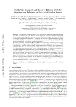 CaRENets: Compact and Resource-Efficient CNN for Homomorphic Inference
  on Encrypted Medical Images