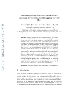 Kernel embedded nonlinear observational mappings in the variational
  mapping particle filter