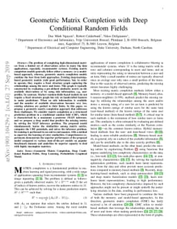 Geometric Matrix Completion with Deep Conditional Random Fields