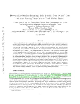 Decentralized Online Learning: Take Benefits from Others' Data without
  Sharing Your Own to Track Global Trend