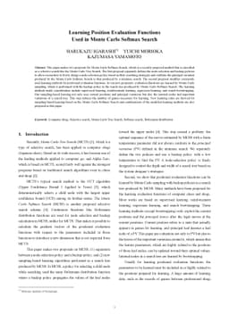Learning Position Evaluation Functions Used in Monte Carlo Softmax
  Search