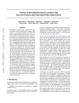 Transfer in Deep Reinforcement Learning Using Successor Features and
  Generalised Policy Improvement