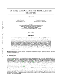 On Intra-Class Variance for Deep Learning of Classifiers