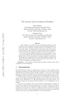 The Secure Link Prediction Problem