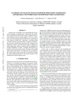 Learning to navigate image manifolds induced by generative adversarial
  networks for unsupervised video generation