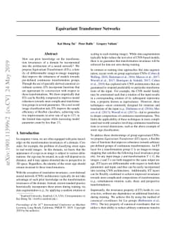 Equivariant Transformer Networks