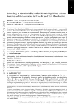 Funnelling: A New Ensemble Method for Heterogeneous Transfer Learning
  and its Application to Cross-Lingual Text Classification