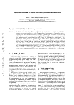 Towards Controlled Transformation of Sentiment in Sentences