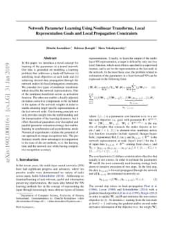 Network Parameter Learning Using Nonlinear Transforms, Local
  Representation Goals and Local Propagation Constraints