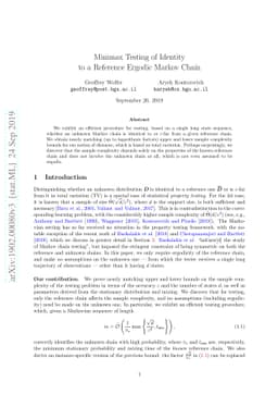 Minimax Testing of Identity to a Reference Ergodic Markov Chain